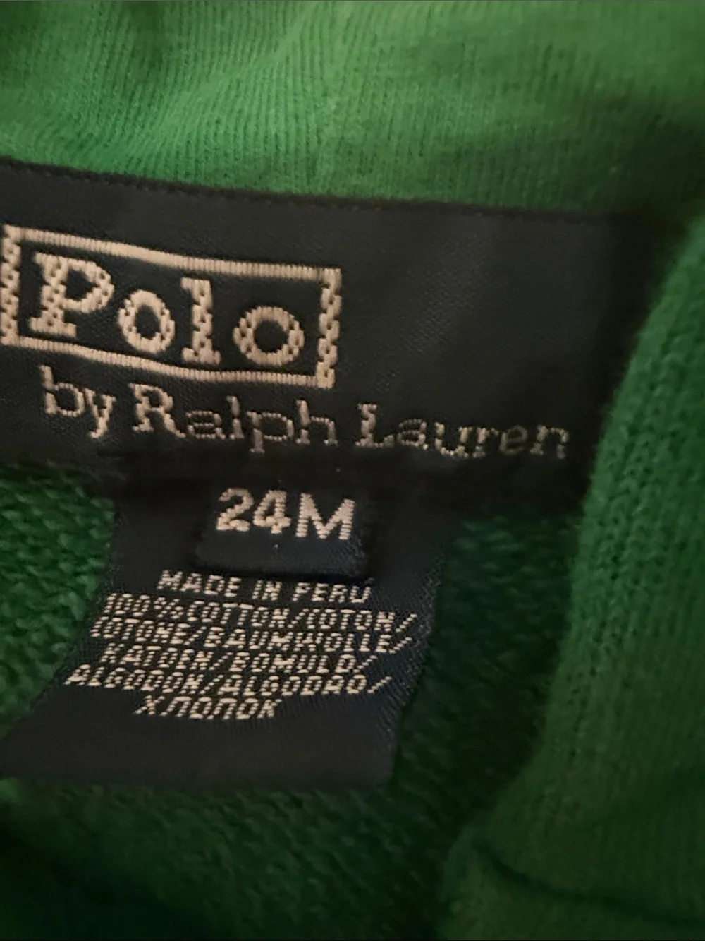 Ralph Lauren Emerald Green Zip Hoodie with Polo Pony
